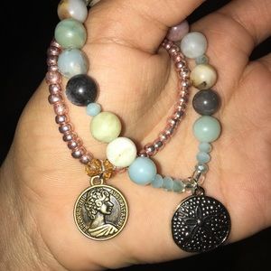 Sand dollar and coin bracelet combo